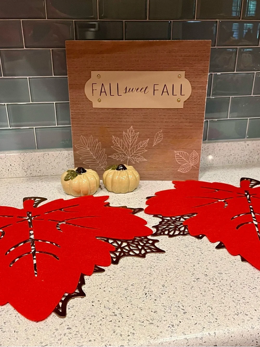 Dark Orange/ Copper Fall Leaf Placemats (2) - Seasonal Home Holiday Decor